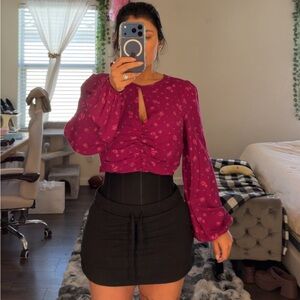 Forever 21 Magenta Floral Blouse